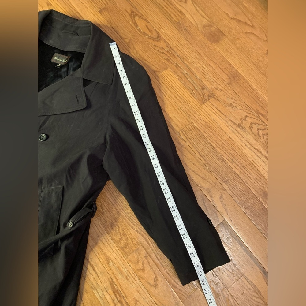 Christian Dumas Vintage Black Double-Breasted Trench Coat | Size 44 Reg - Picture 8 of 9